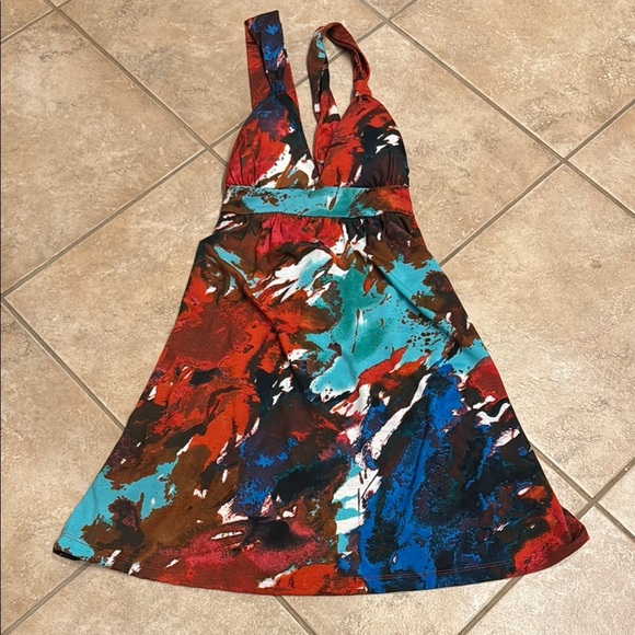 American Rag Blue and Red Halter Sundress - Picture 1 of 4